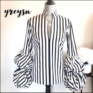 GREYSN— Designer Black & White Top